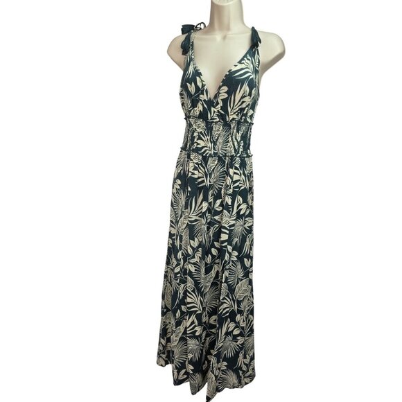 Anthropologie Tropical Smock Waist Maxi Dress Sz M Rayon Tassels Resort Wear NEW - Picture 10 of 10